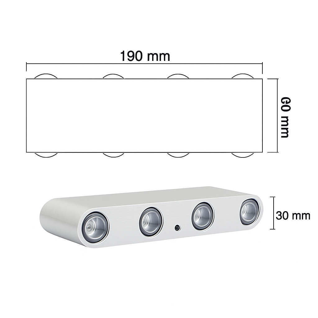 Chromen wandlamp met LED in kleur