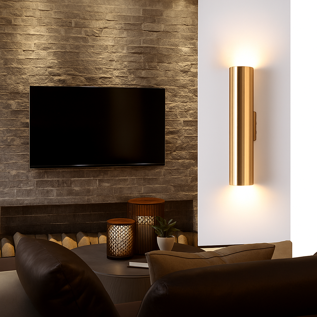 Design wandlamp cilindrische LED in goud