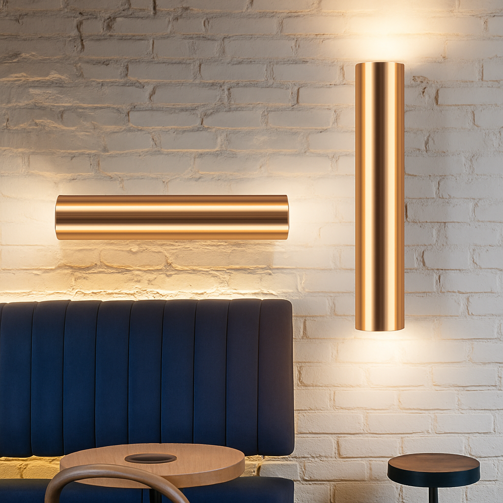 Design wandlamp cilindrische LED in goud