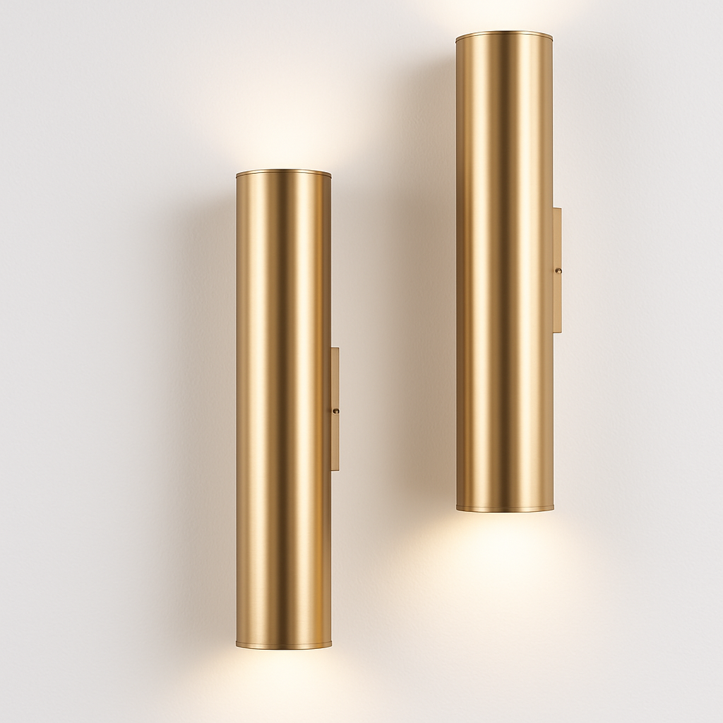Design wandlamp cilindrische LED in goud