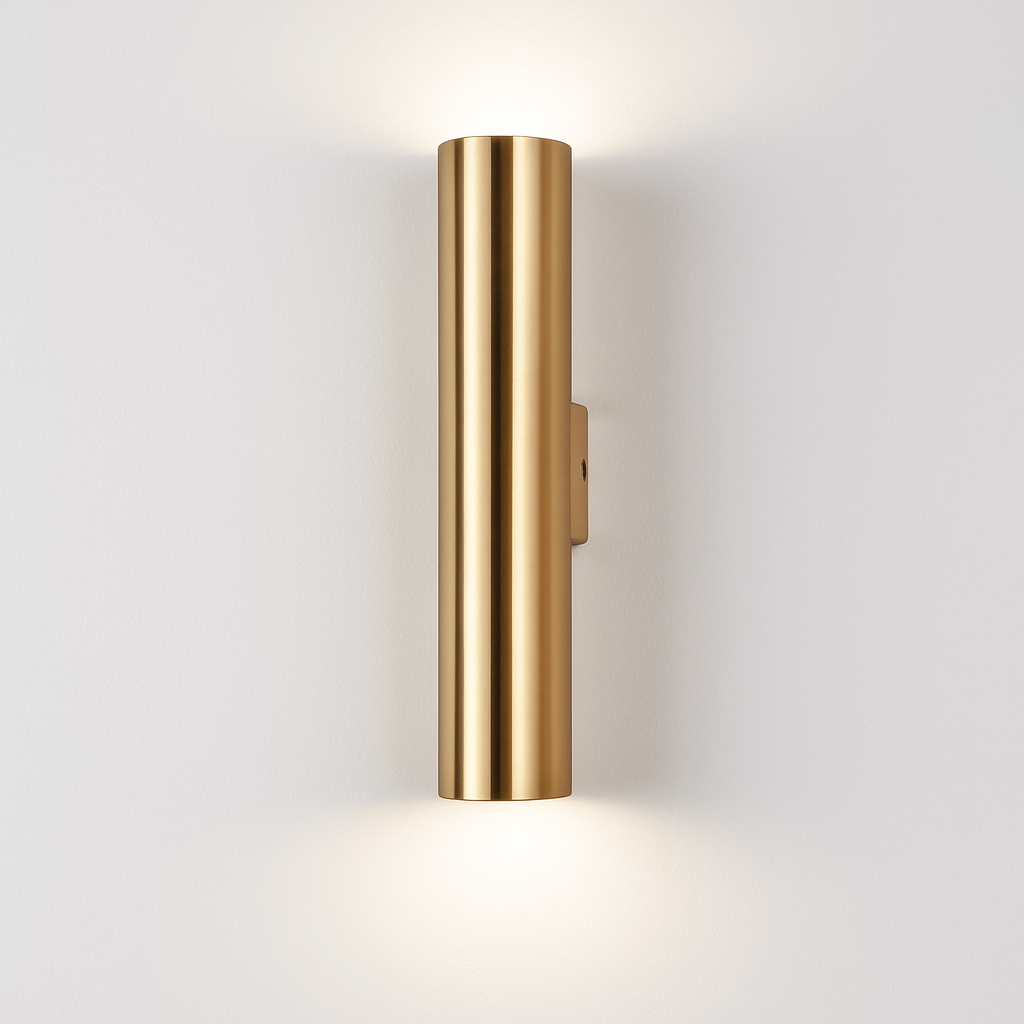 Design wandlamp cilindrische LED in goud