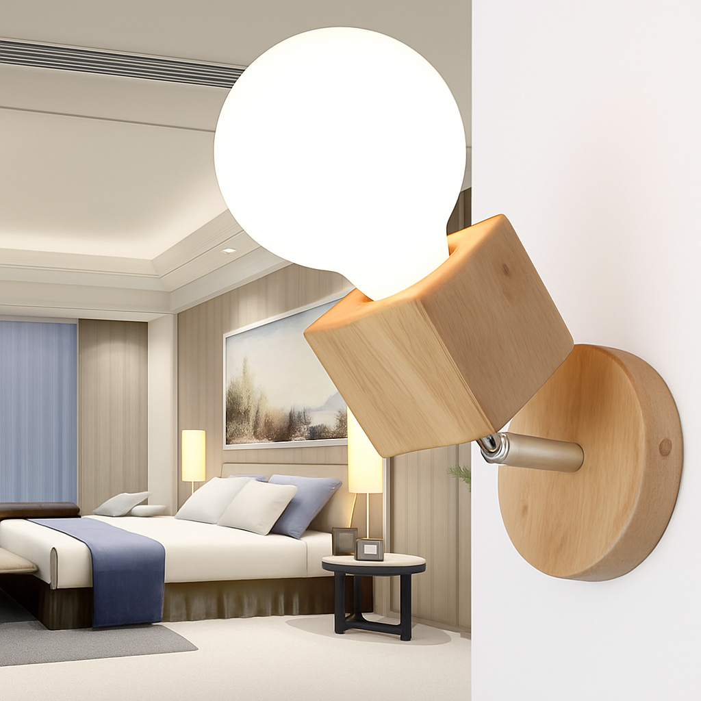 Verstelbare wandlamp Eikenhout
