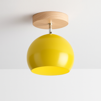 Houten LED wandlamp met verstelbare metalen bol