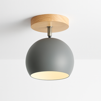 Houten LED wandlamp met verstelbare metalen bol