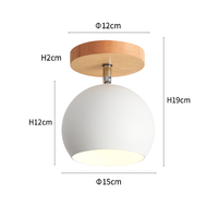 Houten LED wandlamp met verstelbare metalen bol
