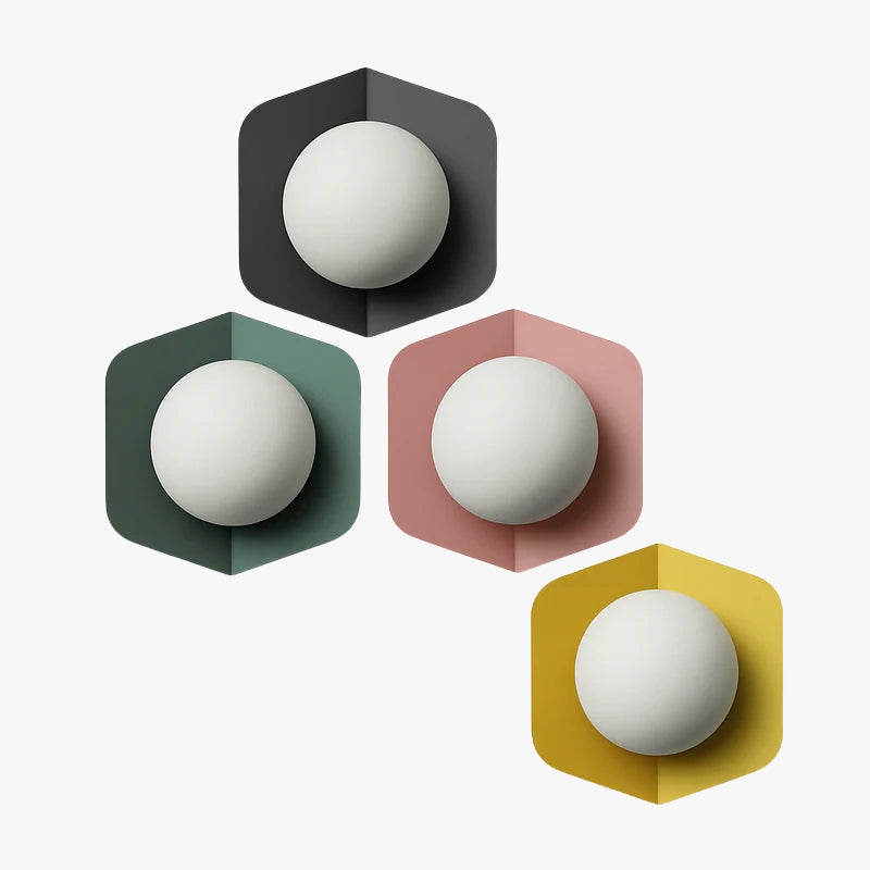 Wandlamp met witte bol Morden Minimalist met LED (in kleuren)