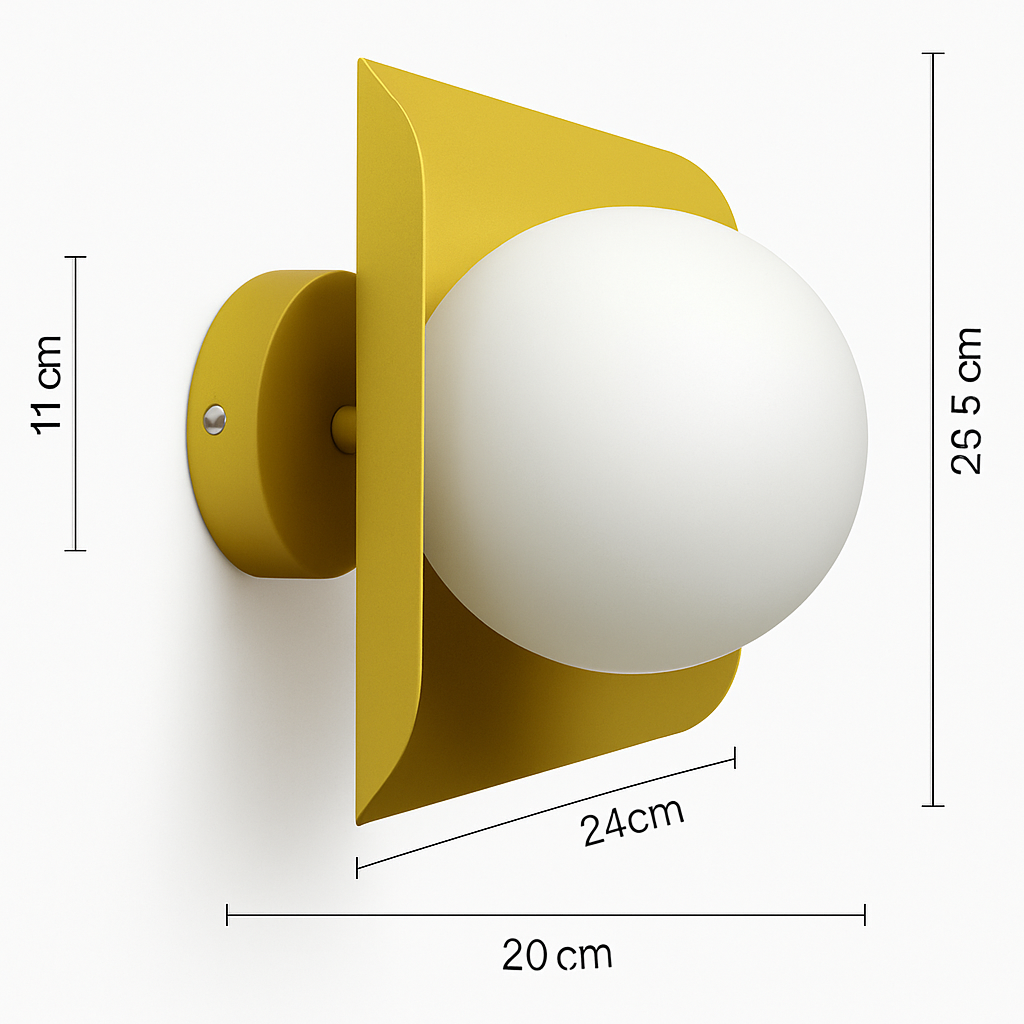 Wandlamp met witte bol Morden Minimalist met LED (in kleuren)