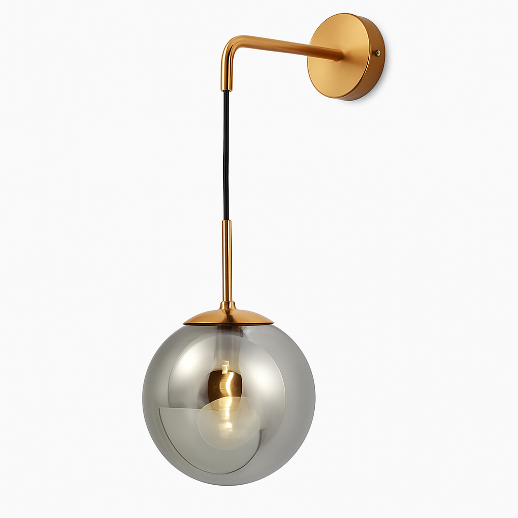 Wandlamp met hangende glazen bol
