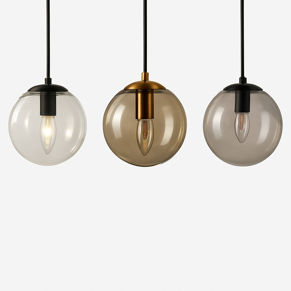 Wandlamp met hangende glazen bol