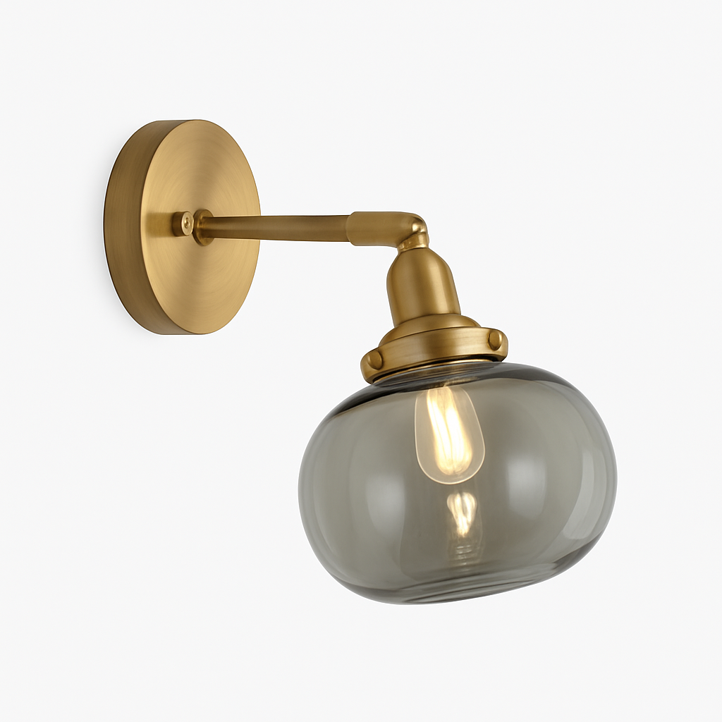 Design LED wandlamp met metalen arm en glazen kap