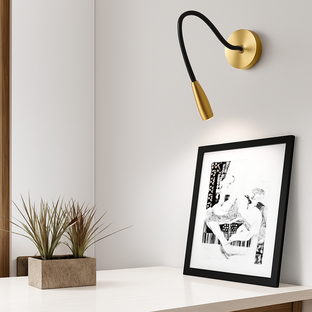 Design LED wandlamp met verstelbare zwarte arm