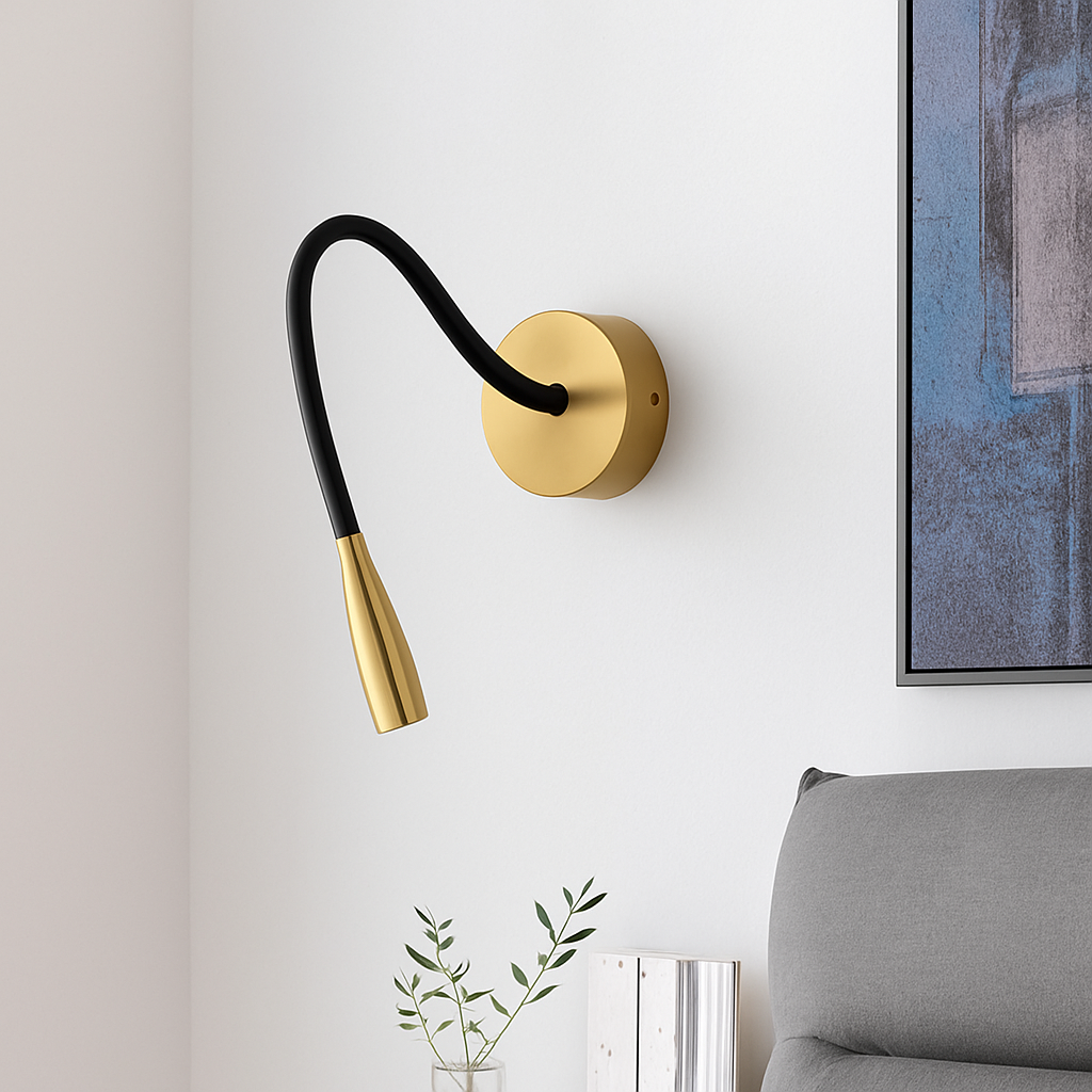 Design LED wandlamp met verstelbare zwarte arm