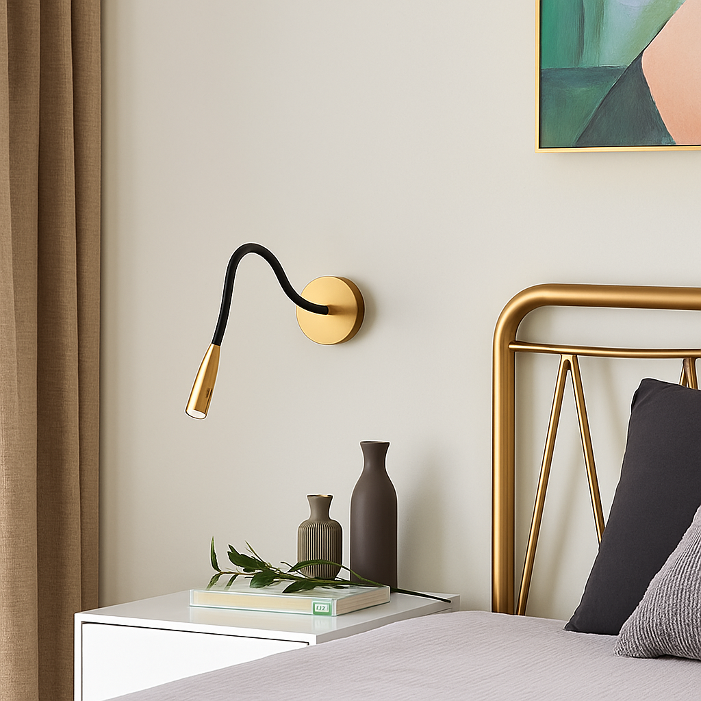 Design LED wandlamp met verstelbare zwarte arm