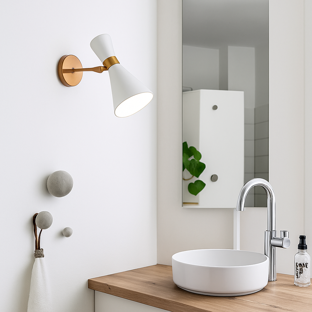 Design wandlamp met gouden LED en creatieve driehoekige lampenkap