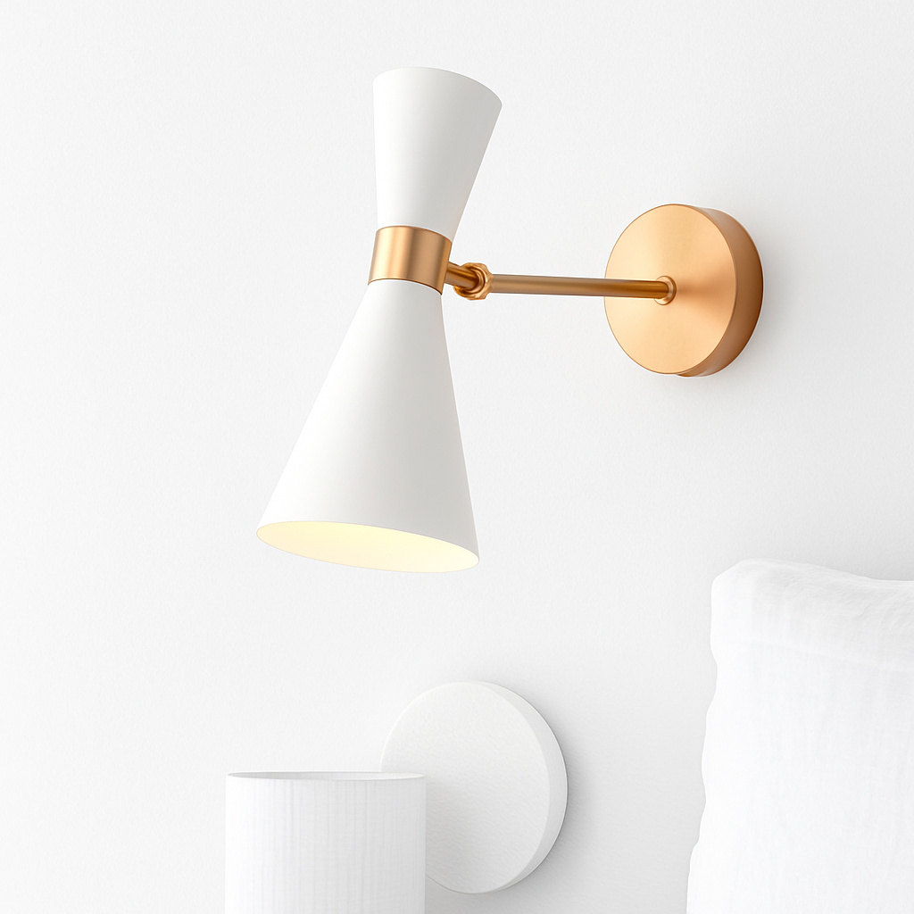 Design wandlamp met gouden LED en creatieve driehoekige lampenkap