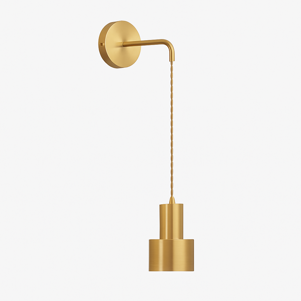 Gouden wandlamp met hanglamp
