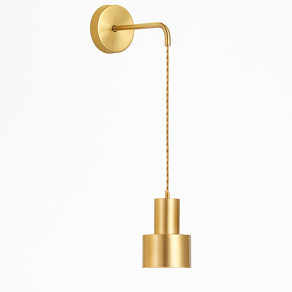 Gouden wandlamp met hanglamp