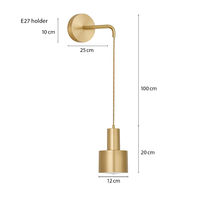 Gouden wandlamp met hanglamp