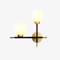 Design LED wandlamp met metalen stangen en glazen bollen