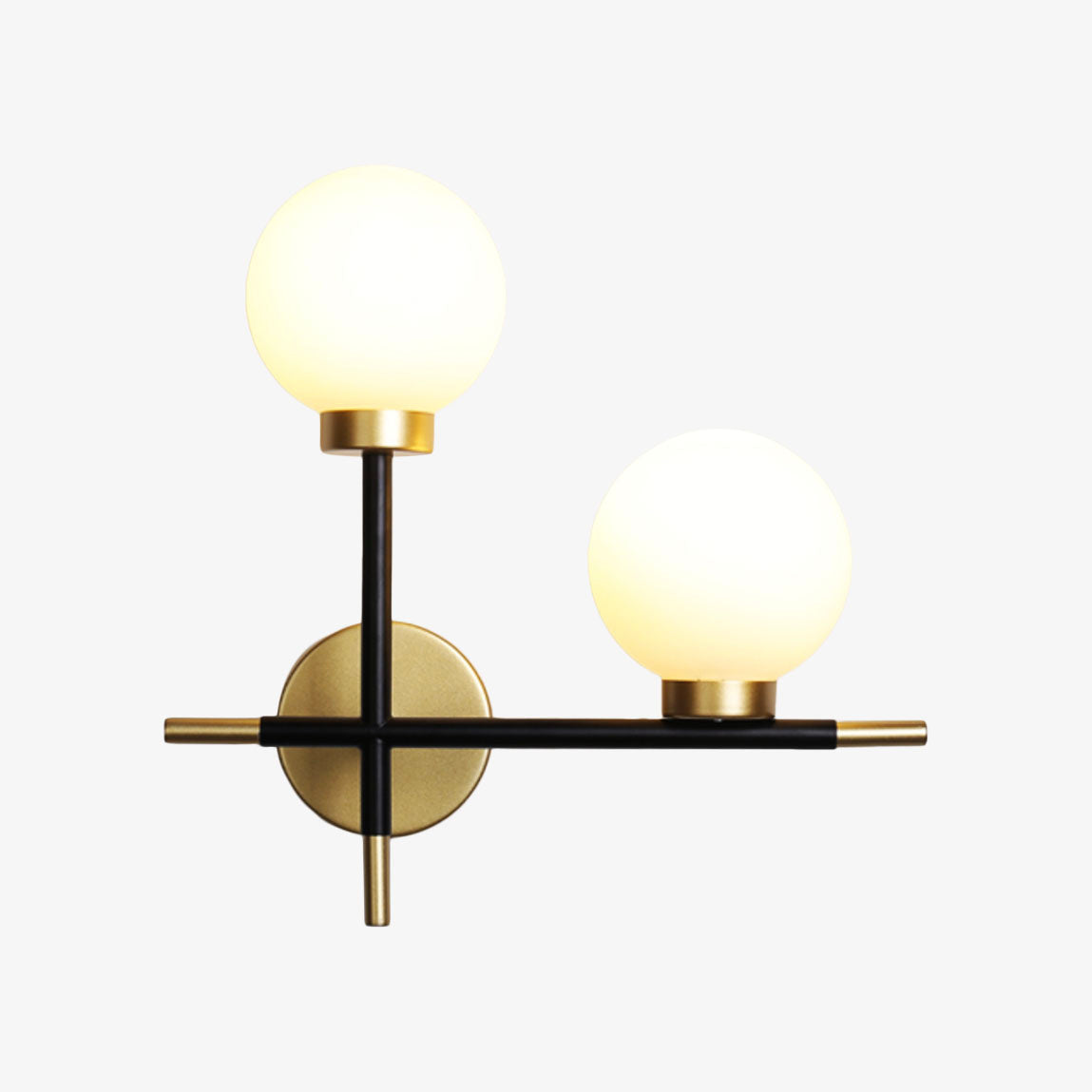 Design LED wandlamp met metalen stangen en glazen bollen