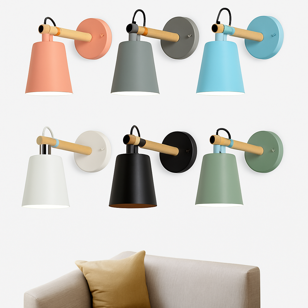 Wandlamp LED van hout en metaal Nordic
