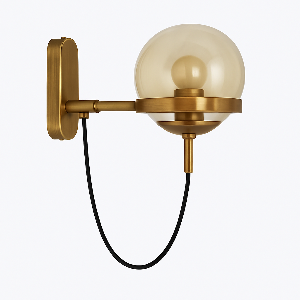 LED wandlamp van metaal en glazen bol