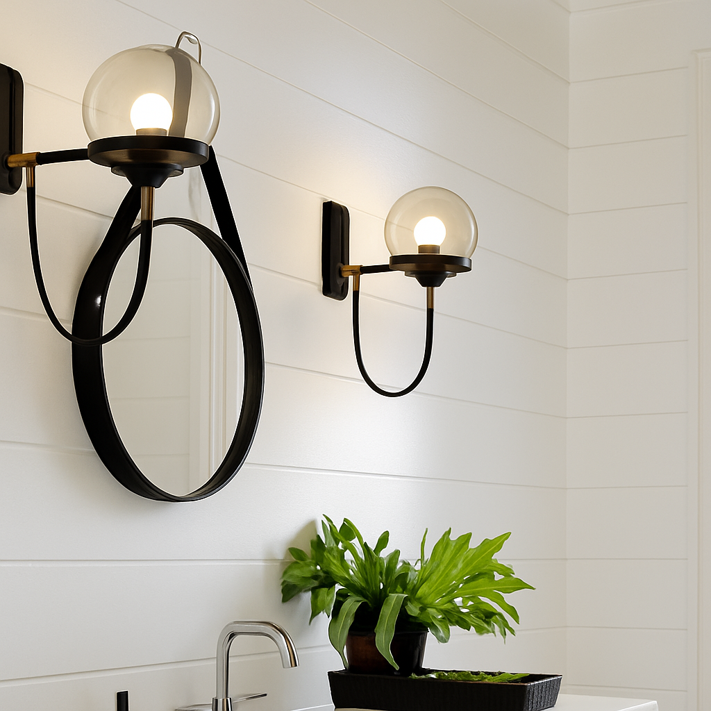 LED wandlamp van metaal en glazen bol