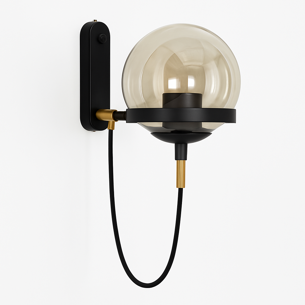 LED wandlamp van metaal en glazen bol