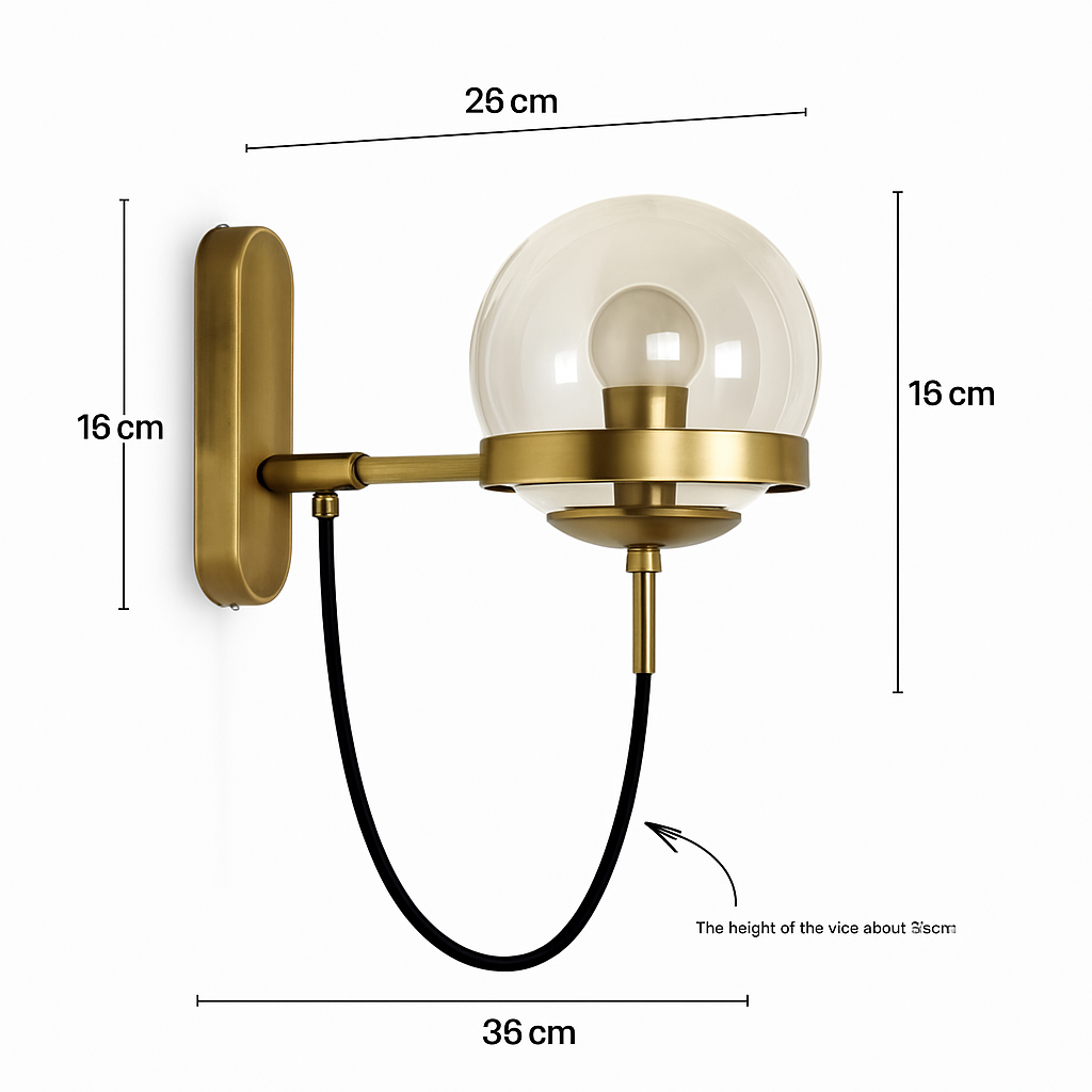 LED wandlamp van metaal en glazen bol