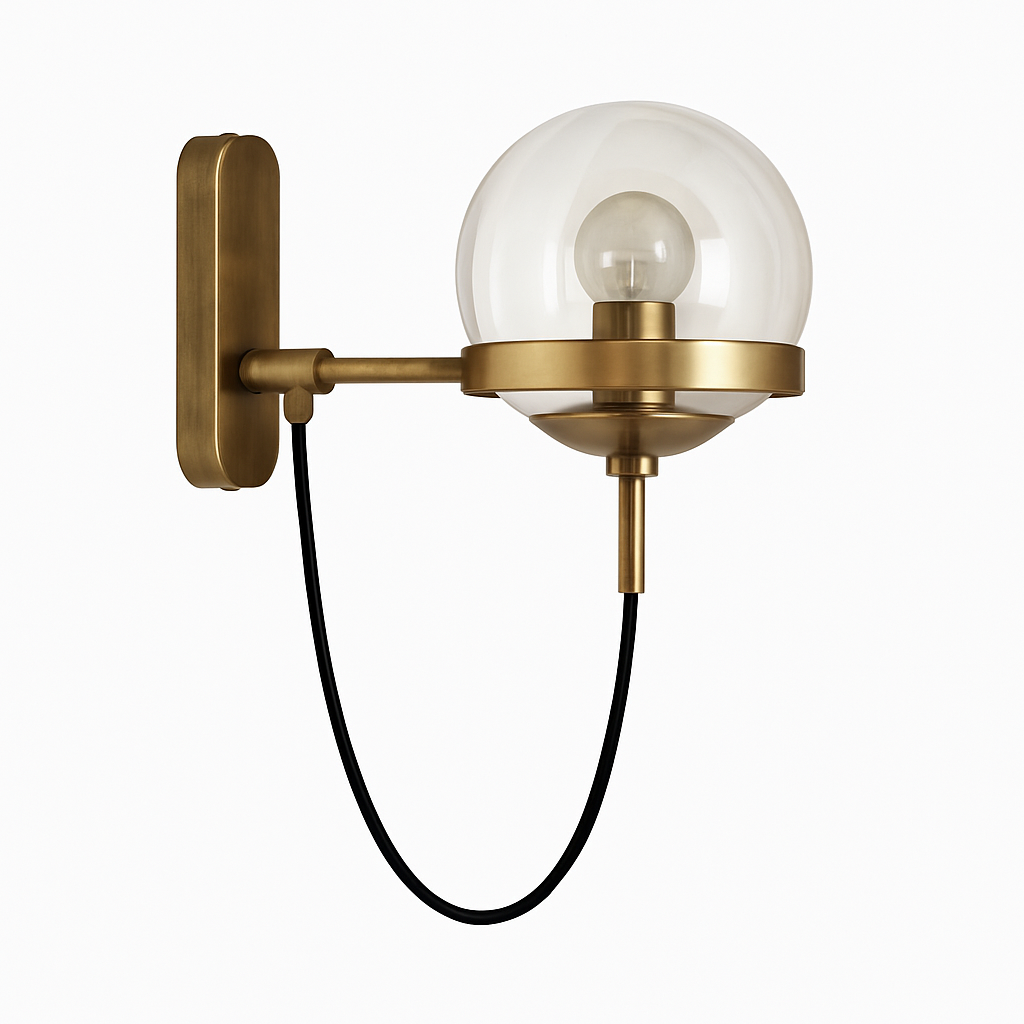 LED wandlamp van metaal en glazen bol