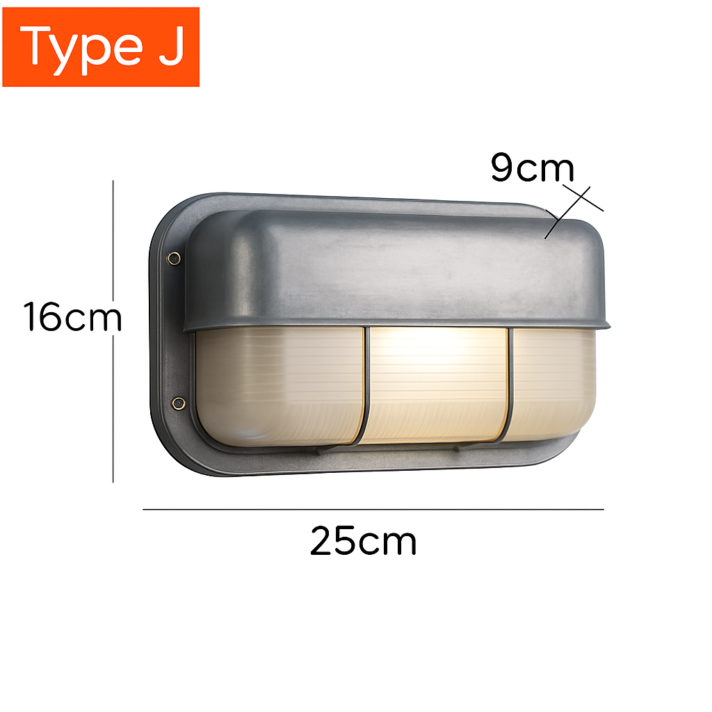 Buiten LED Wandlamp E27 Industrieel Vintage IP65 Waterdicht Glas