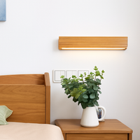 Rechthoekige LED wandlamp van gesneden hout Japan