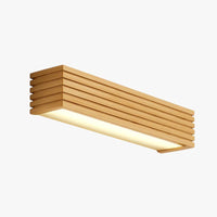 Rechthoekige LED wandlamp van gesneden hout Japan