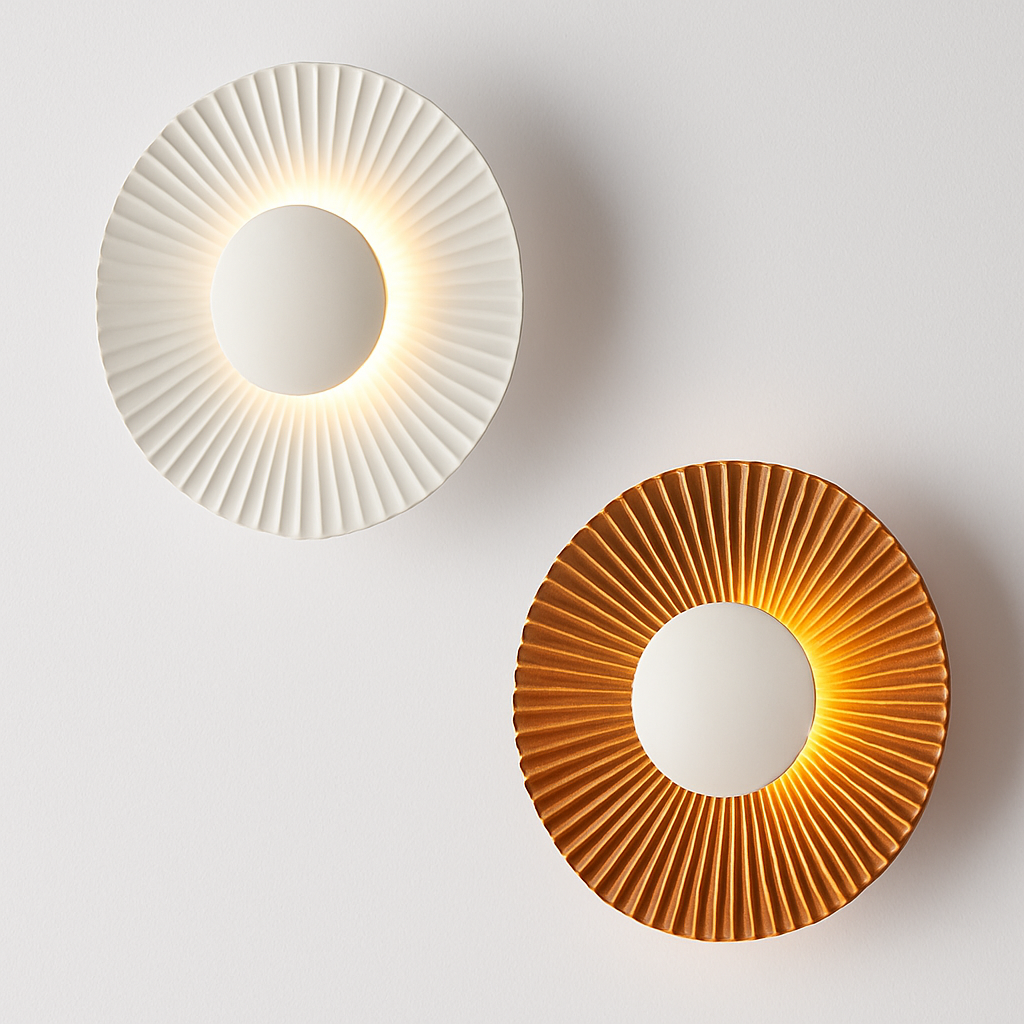 Moderne LED wandlamp in de vorm van een metalen zon Hasna