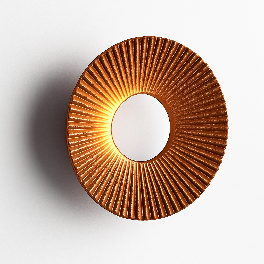 Moderne LED wandlamp in de vorm van een metalen zon Hasna