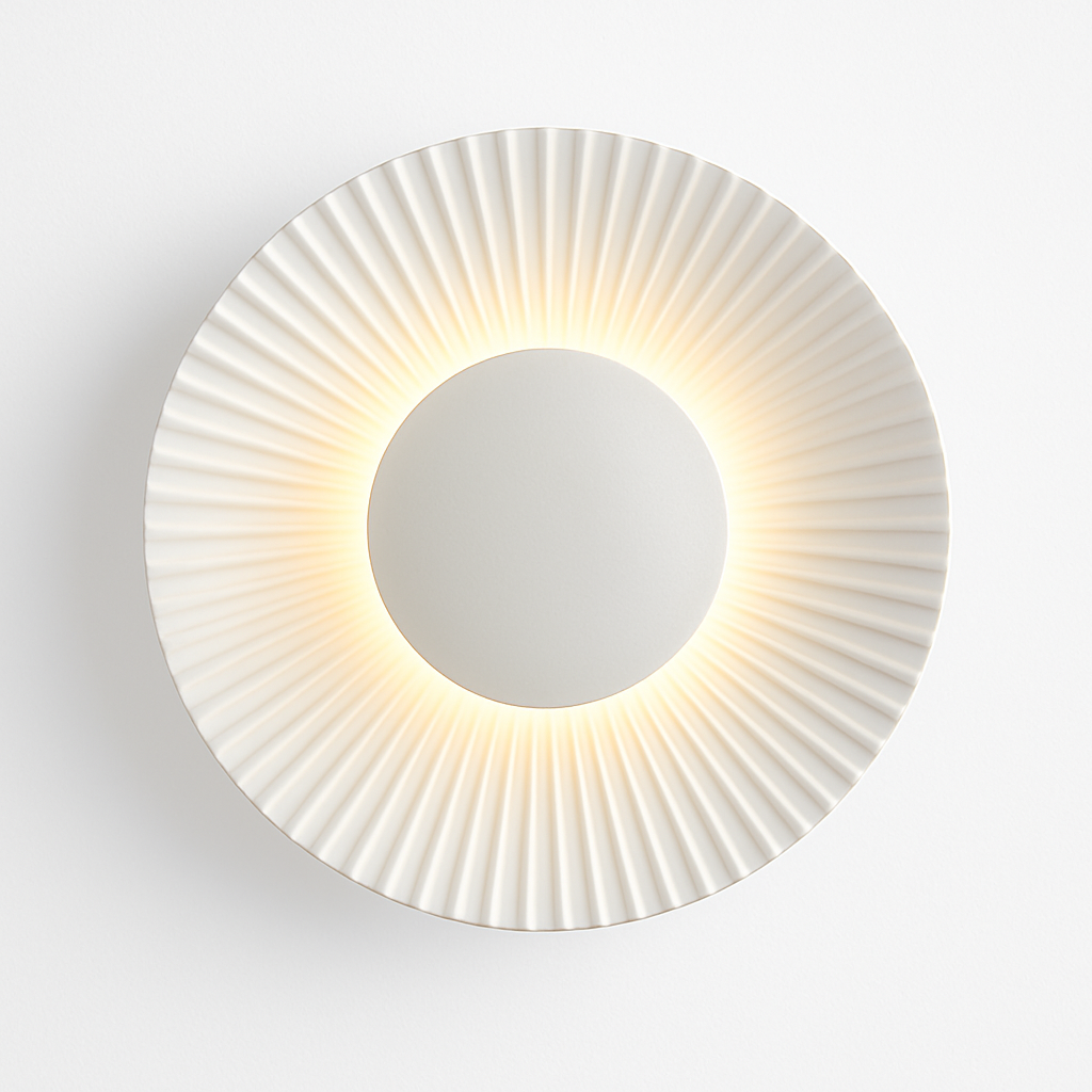 Moderne LED wandlamp in de vorm van een metalen zon Hasna