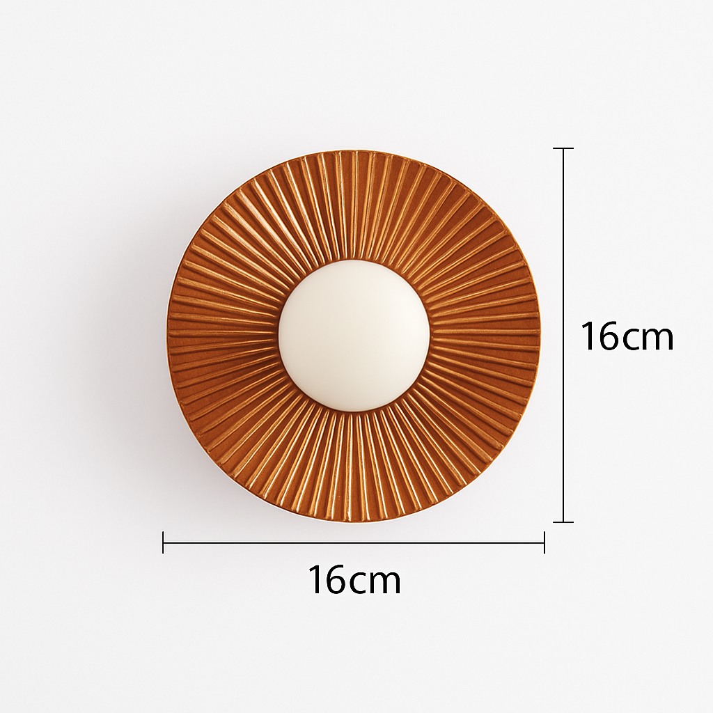 Moderne LED wandlamp in de vorm van een metalen zon Hasna
