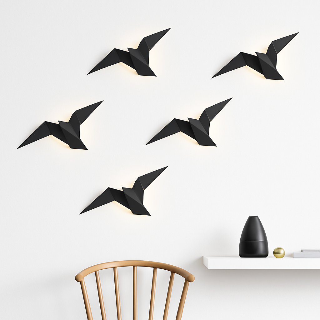 Moderne LED wandlamp vogel in origami stijl Naila