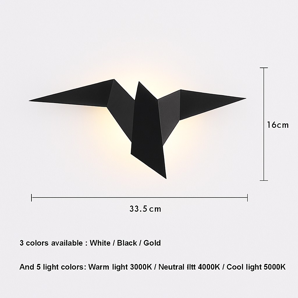 Moderne LED wandlamp vogel in origami stijl Naila