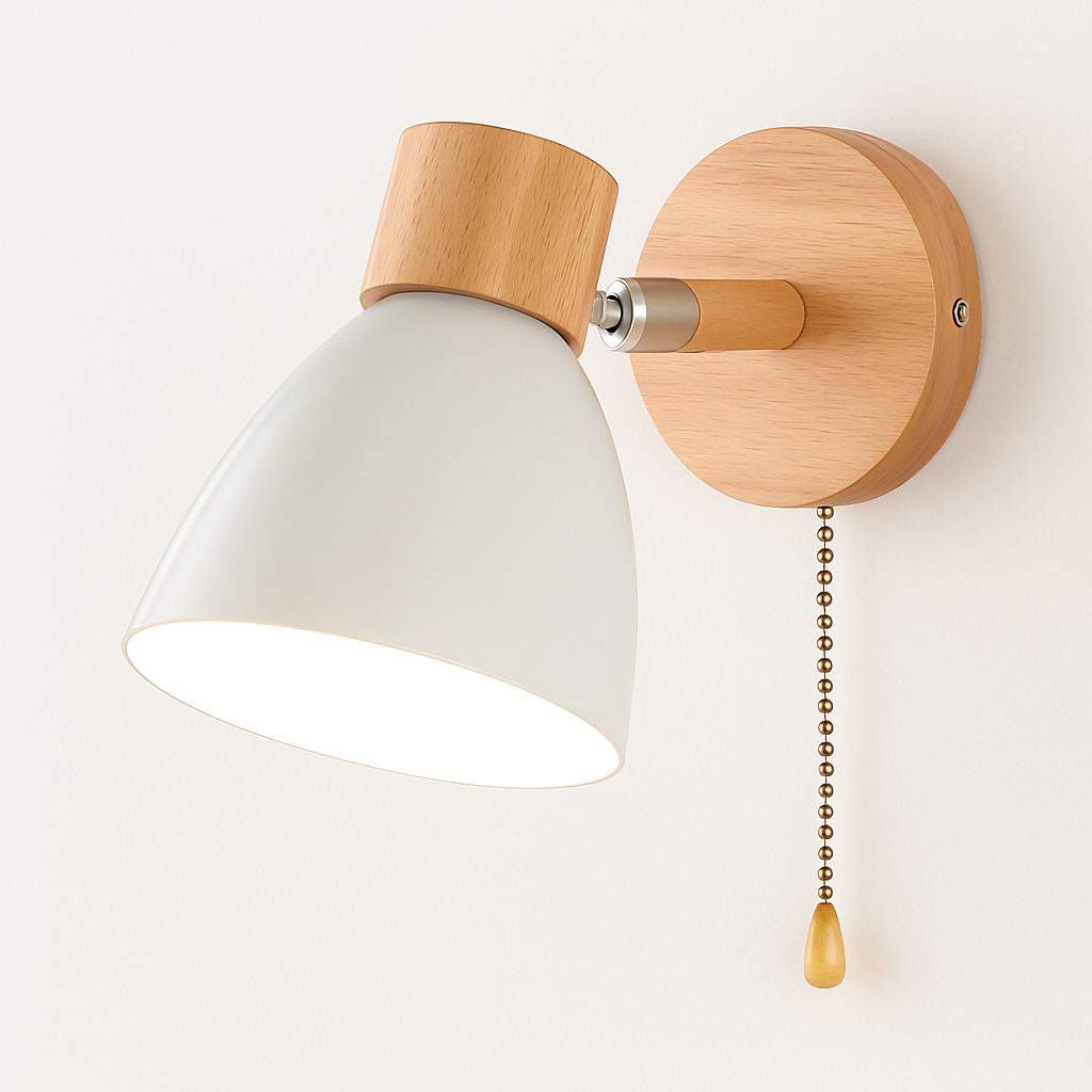 Noordse wandlamp van hout met schakelaar