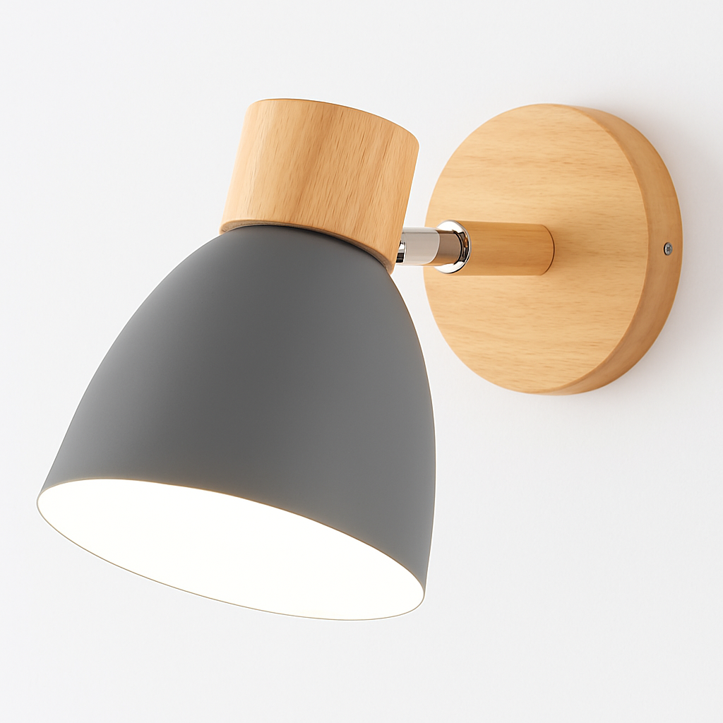 Noordse wandlamp van hout met schakelaar