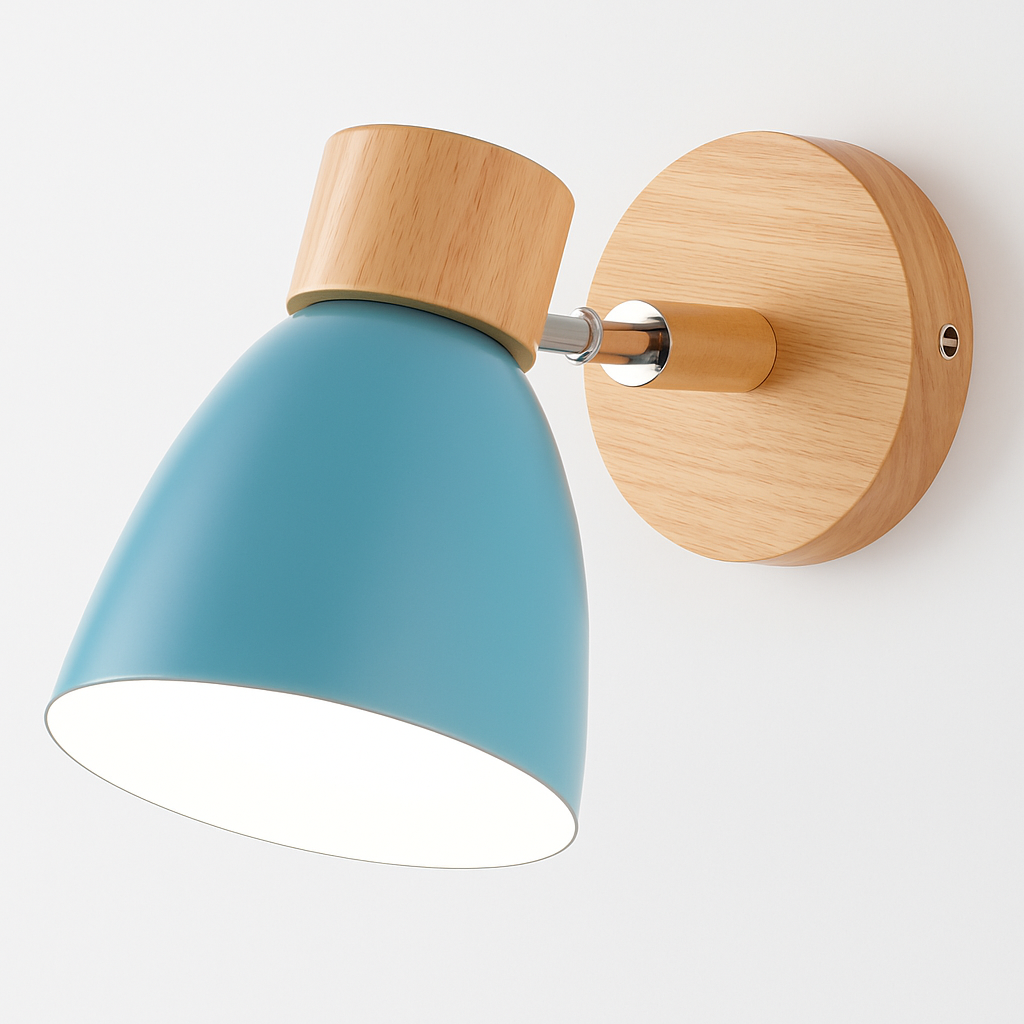 Noordse wandlamp van hout met schakelaar