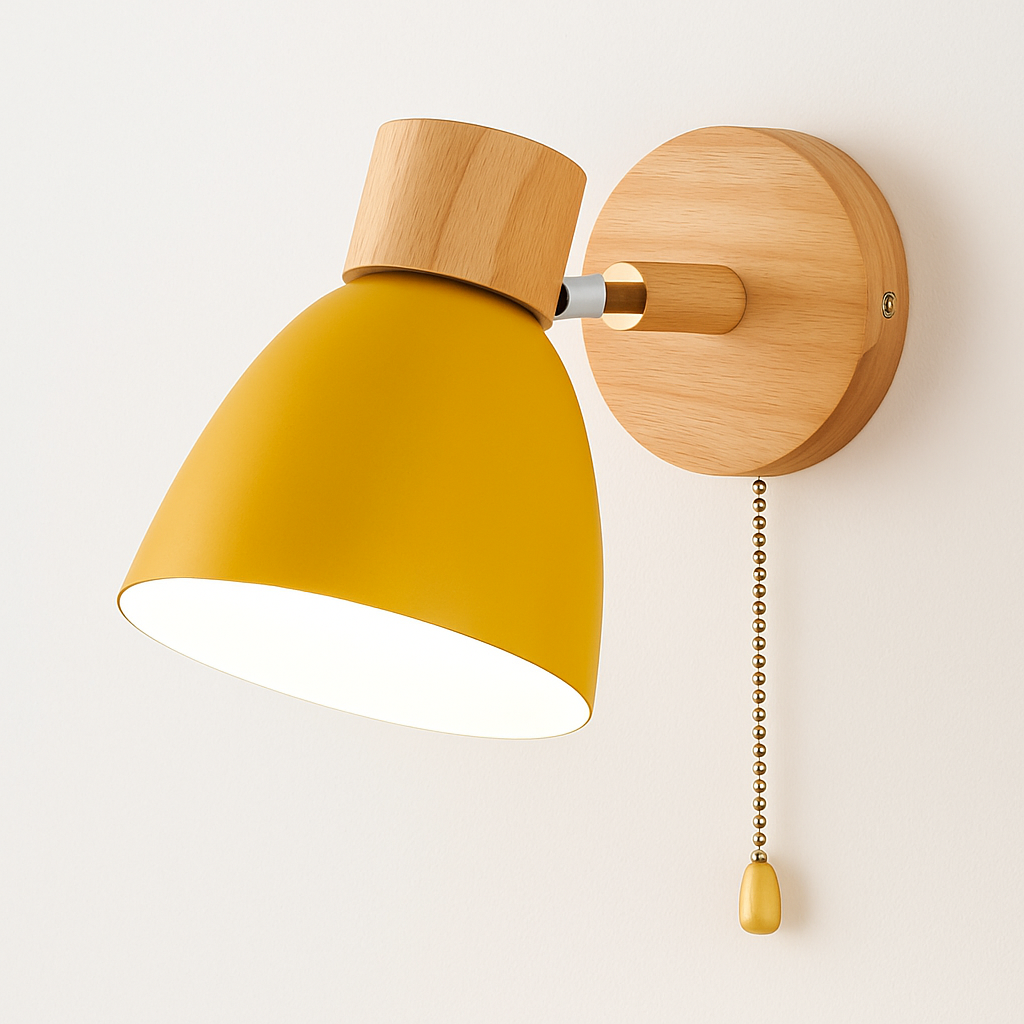 Noordse wandlamp van hout met schakelaar