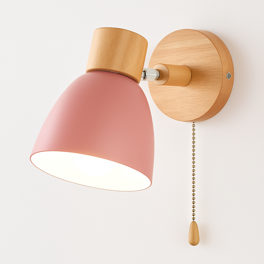 Noordse wandlamp van hout met schakelaar