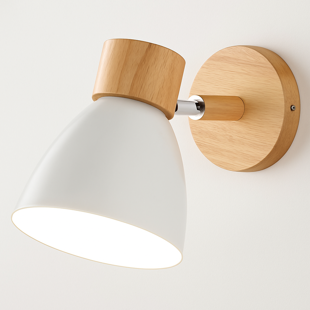 Noordse wandlamp van hout met schakelaar