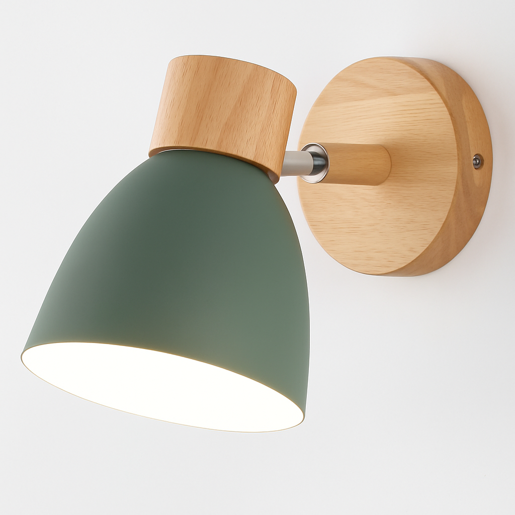 Noordse wandlamp van hout met schakelaar