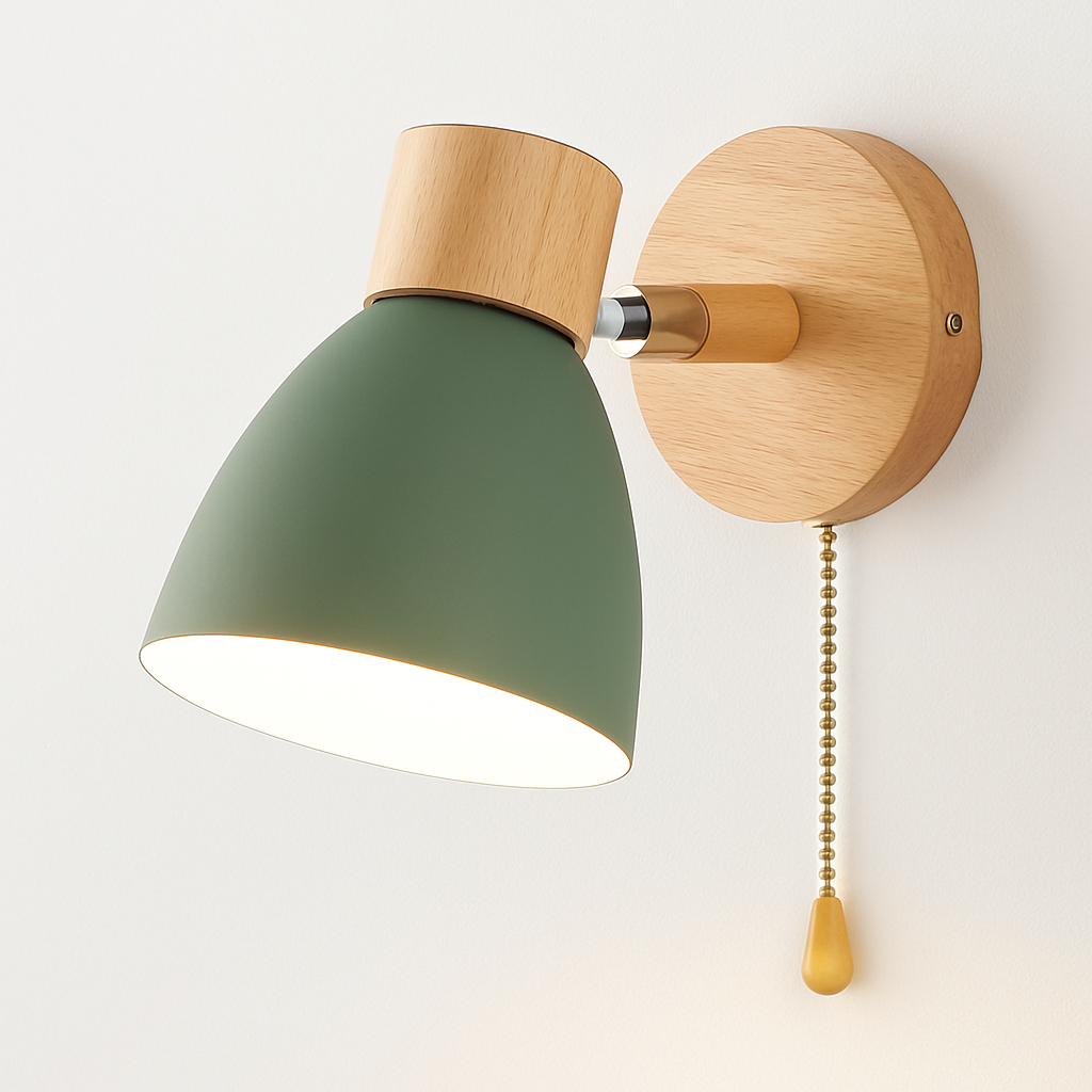 Noordse wandlamp van hout met schakelaar