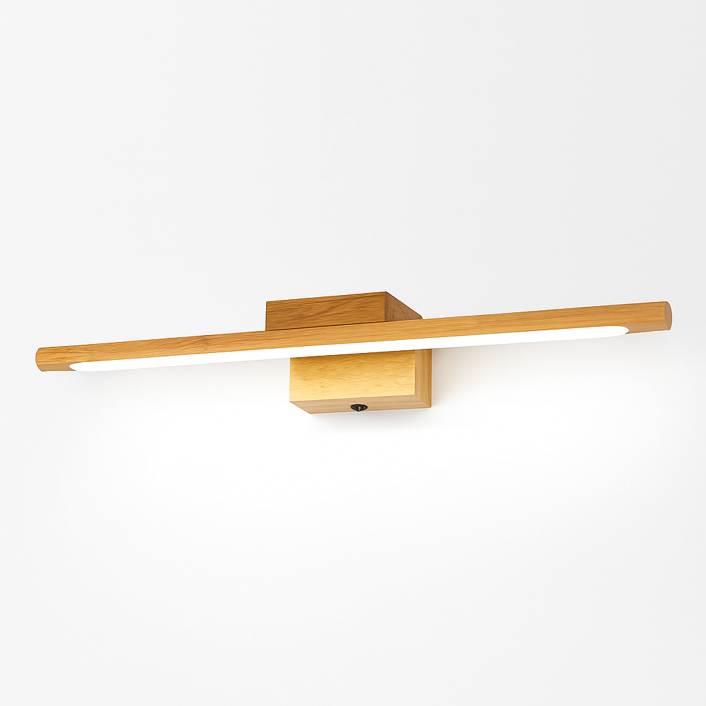 Massief houten wandlamp in nordische stijl voor badkamer spiegel