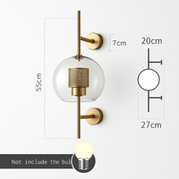 Retro wandlamp van glas en metaal