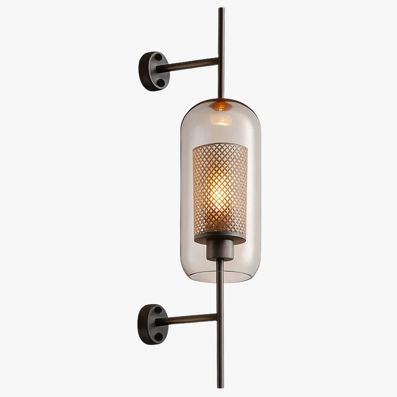 Retro wandlamp van glas en metaal